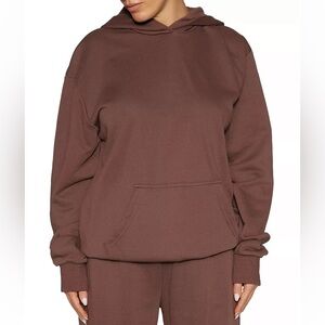 New Naked Wardrobe Plus Size Chocolate Brown Oversized Long Hoodie